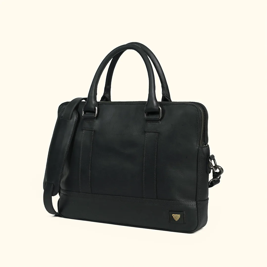 Limited Edition Jefferson Leather Attaché Briefcase | Black