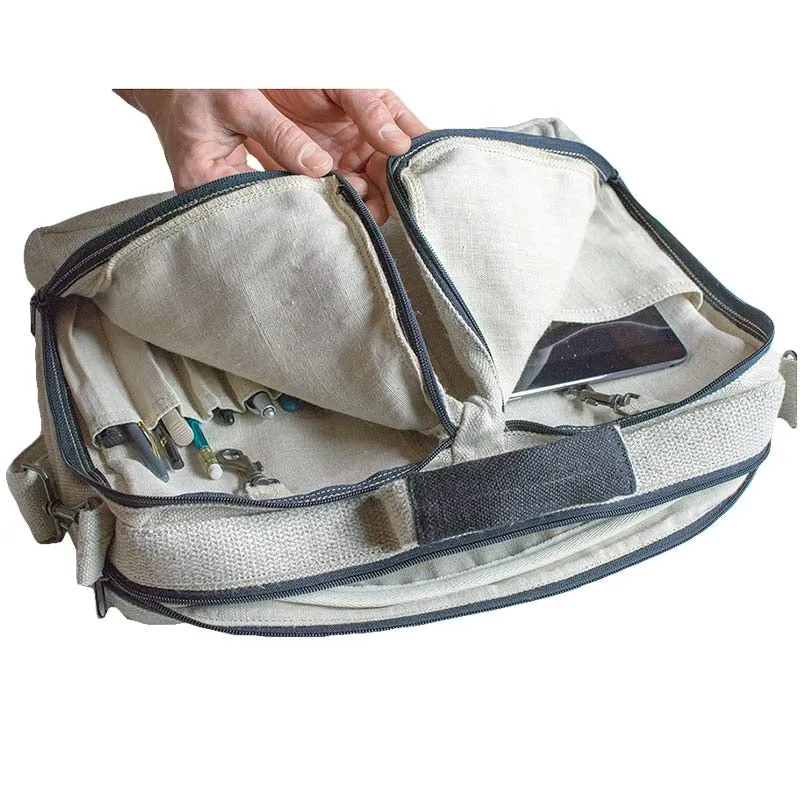 MANHATTAN 100% Organic Hemp Laptop Bag (15x11.4x4) (Plastic-free)