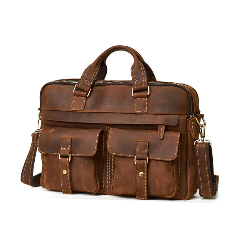 Men's Vintage Crazy Horse Leather Briefcase