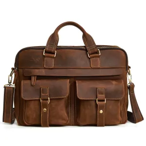 Men's Vintage Crazy Horse Leather Briefcase