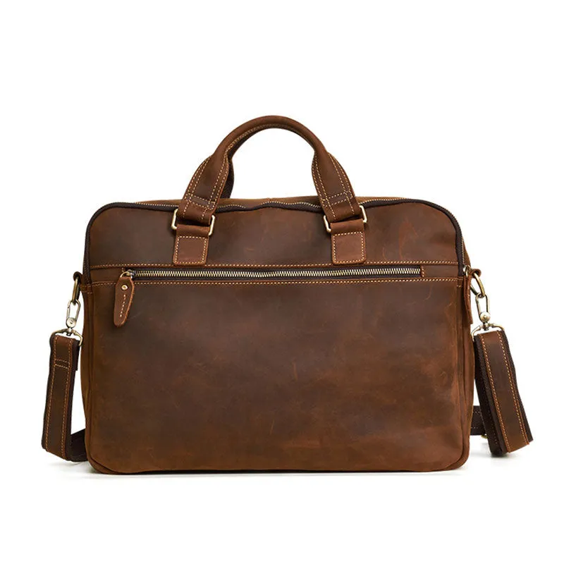 Men's Vintage Crazy Horse Leather Briefcase