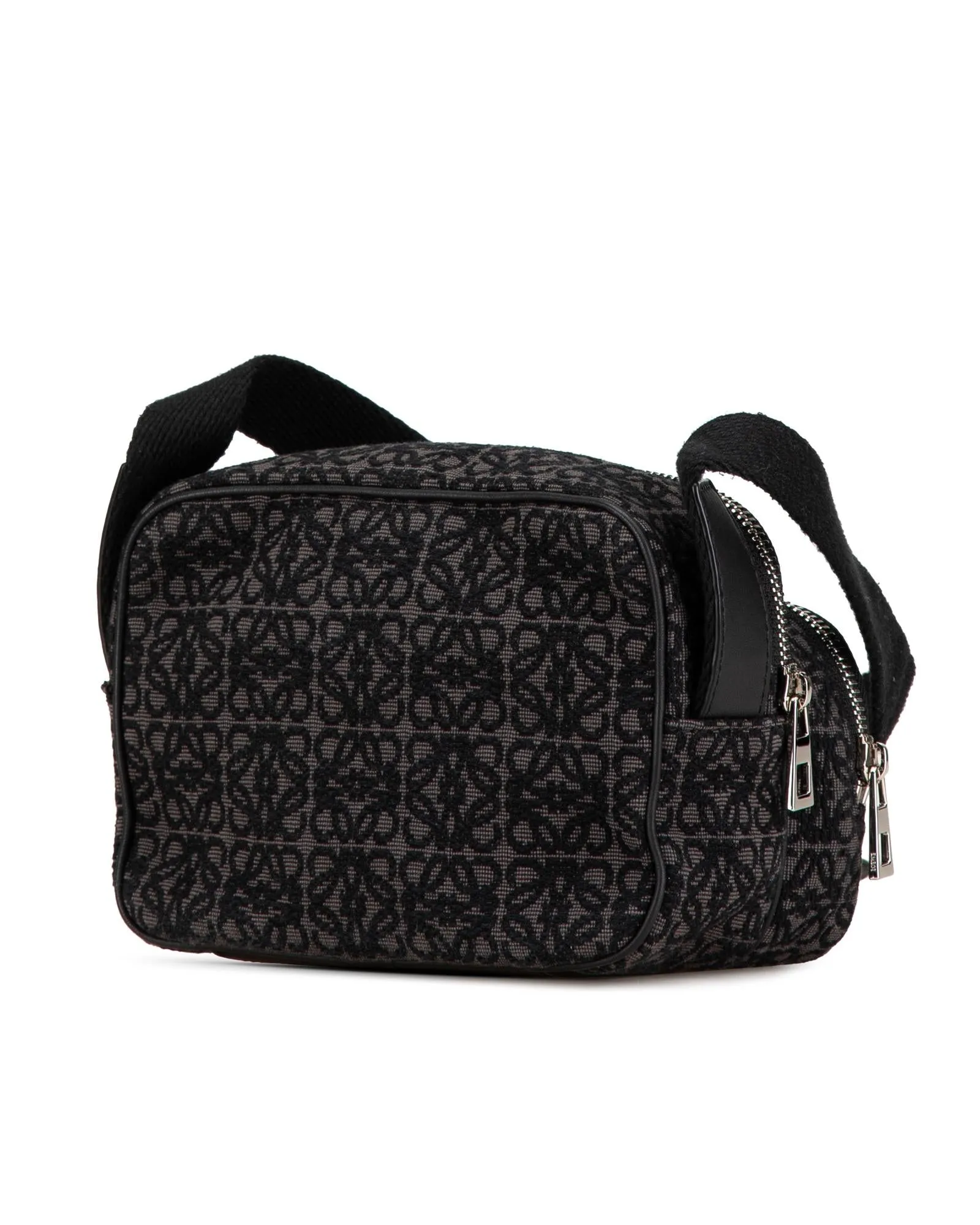 Mini Jacquard Crossbody Camera Bag with Leather Trim