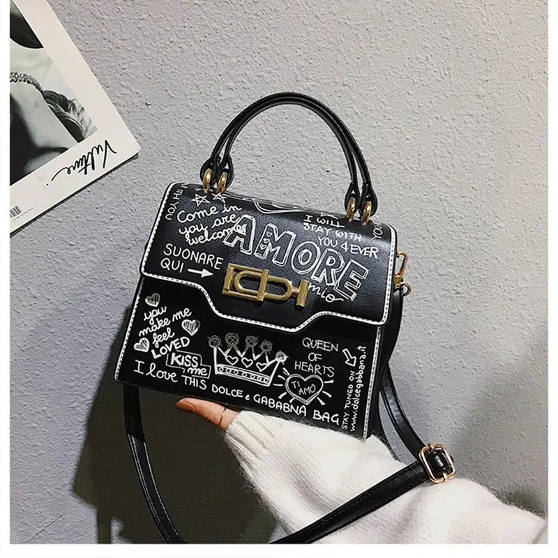 Mini Leather Graffiti Crossbody Bag