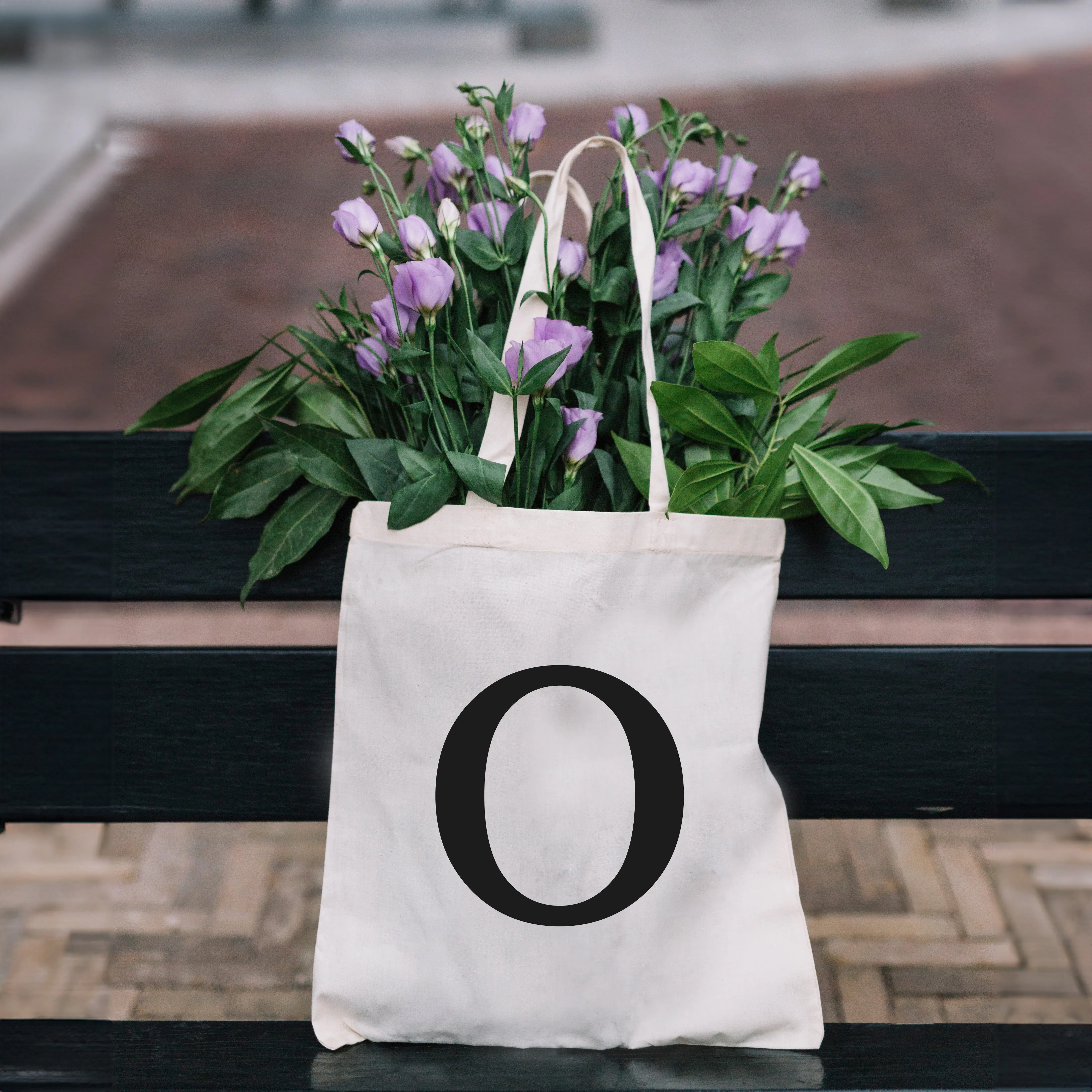 Natural Tote Bag with Large Black Letter