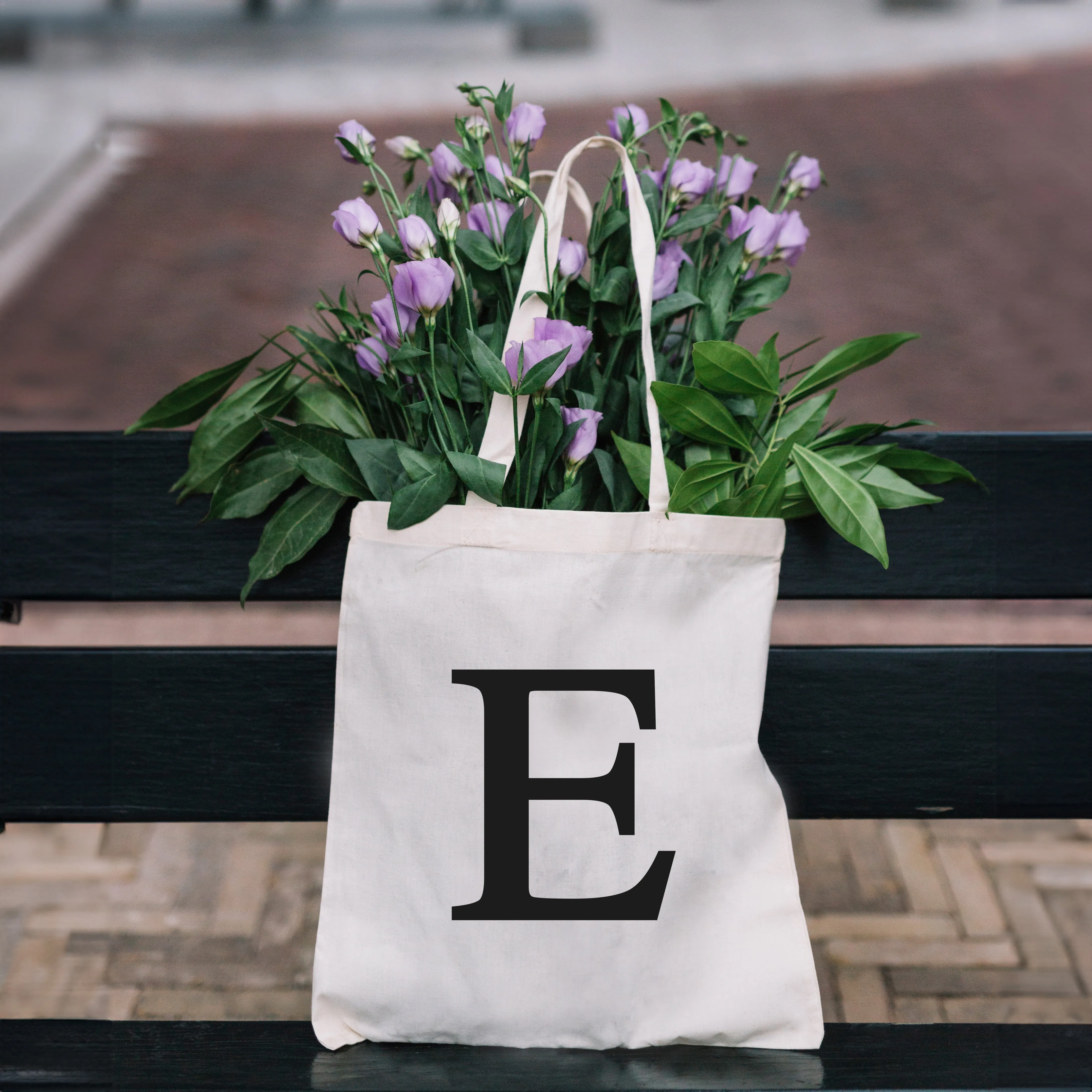 Natural Tote Bag with Large Black Letter