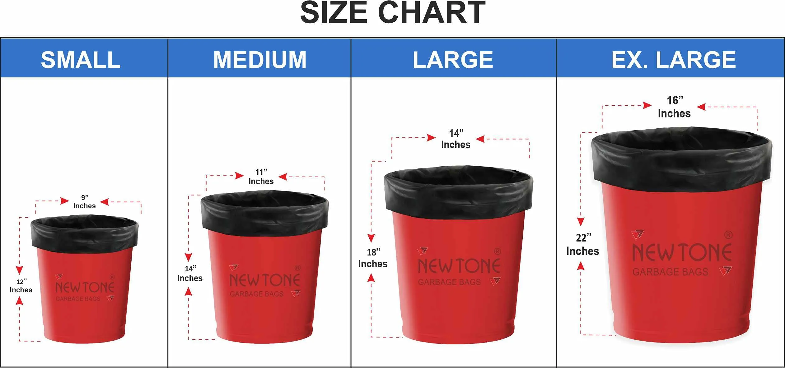 Newtone Premium Garbage Bags (Small) Size 43 cm x 51 cm 4 Rolls (120 Bags) (Black Color) (Dustbin Bag/Trash Bag) (Black Color)