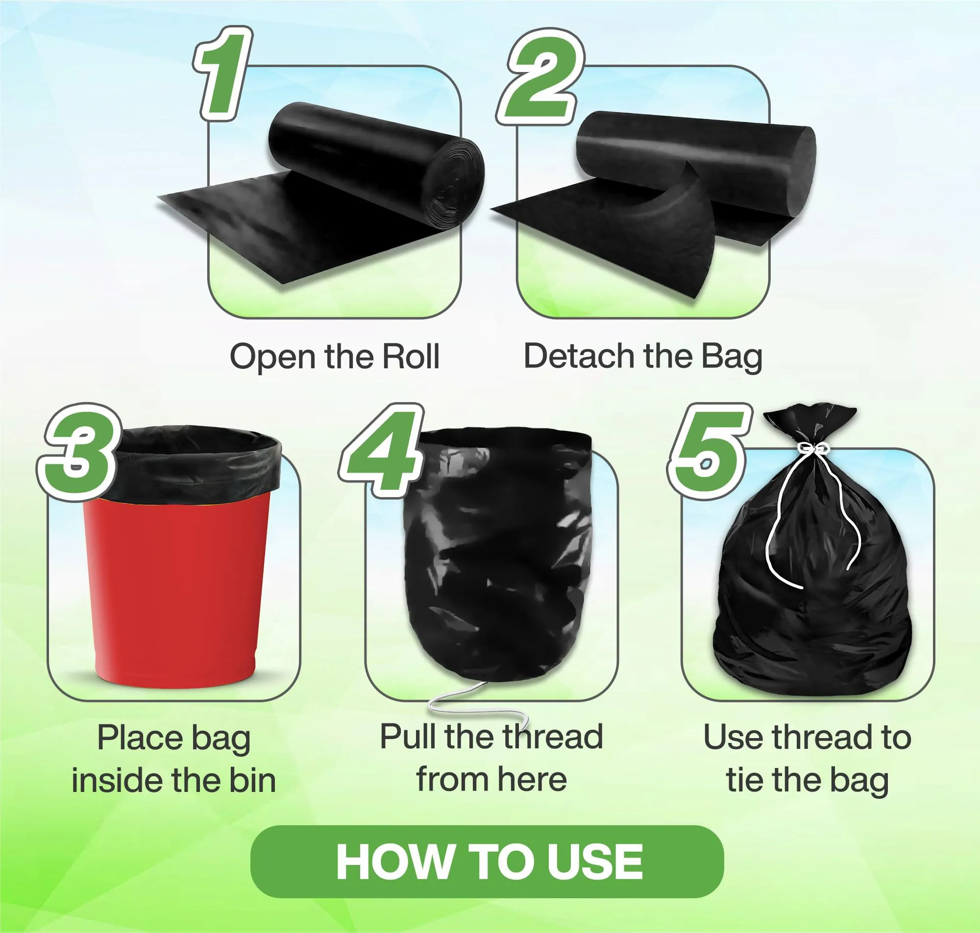 Newtone Premium Garbage Bags (Small) Size 43 cm x 51 cm 4 Rolls (120 Bags) (Black Color) (Dustbin Bag/Trash Bag) (Black Color)