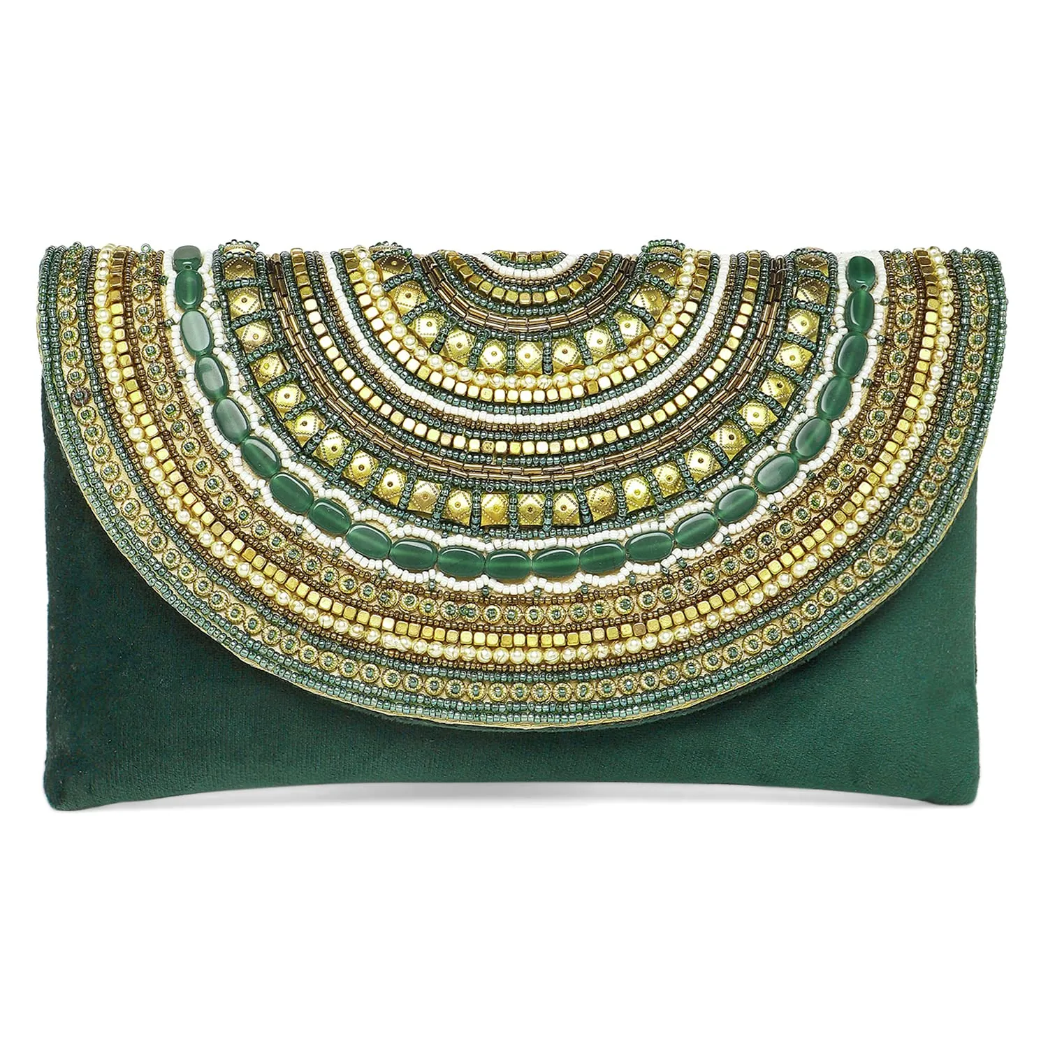 Peora Green Clutch Purses for Women Handmade Evening Handbag Stylish Bridal Fashion Clutch Bag for Girls