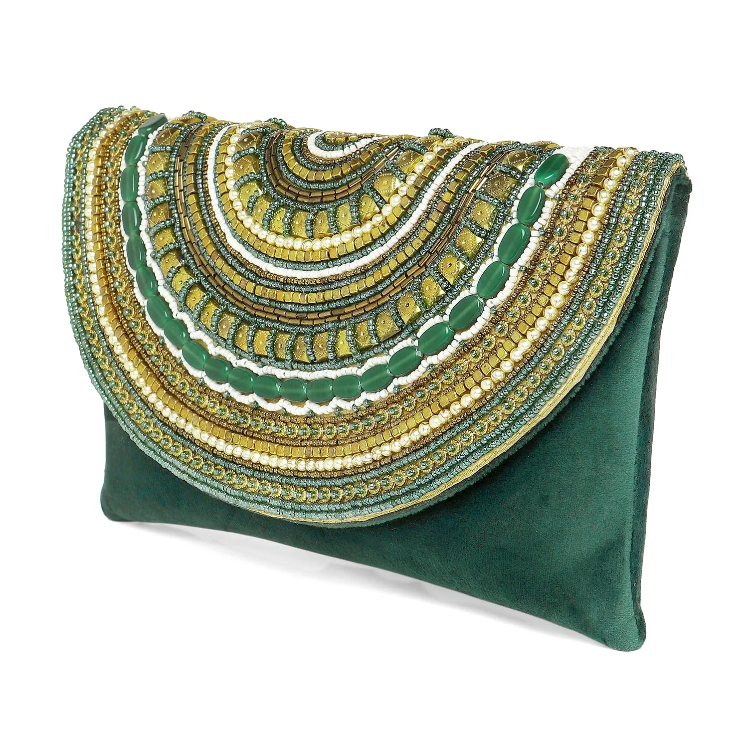 Peora Green Clutch Purses for Women Handmade Evening Handbag Stylish Bridal Fashion Clutch Bag for Girls