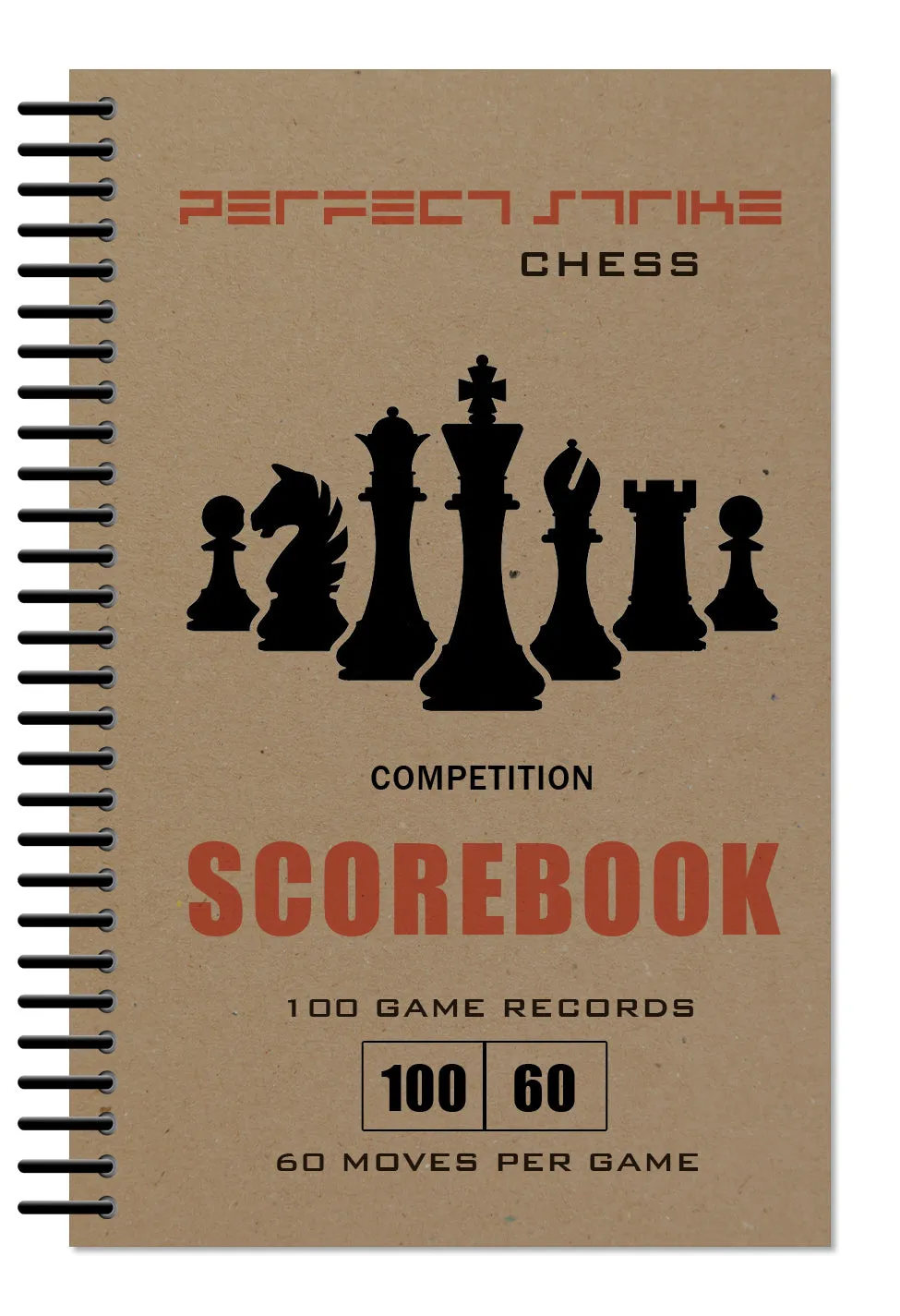 Perfect Strike Chess SCOREBOOK with Rules and Scoring Instructions. Heavy duty. Practice and Competition. (5.5" x 8.5") LS-100:60