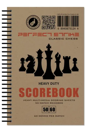 Perfect Strike Chess SCOREBOOK with Rules and Scoring Instructions. Heavy duty. Practice and Competition. (5.5" x 8.5") LS-50:60