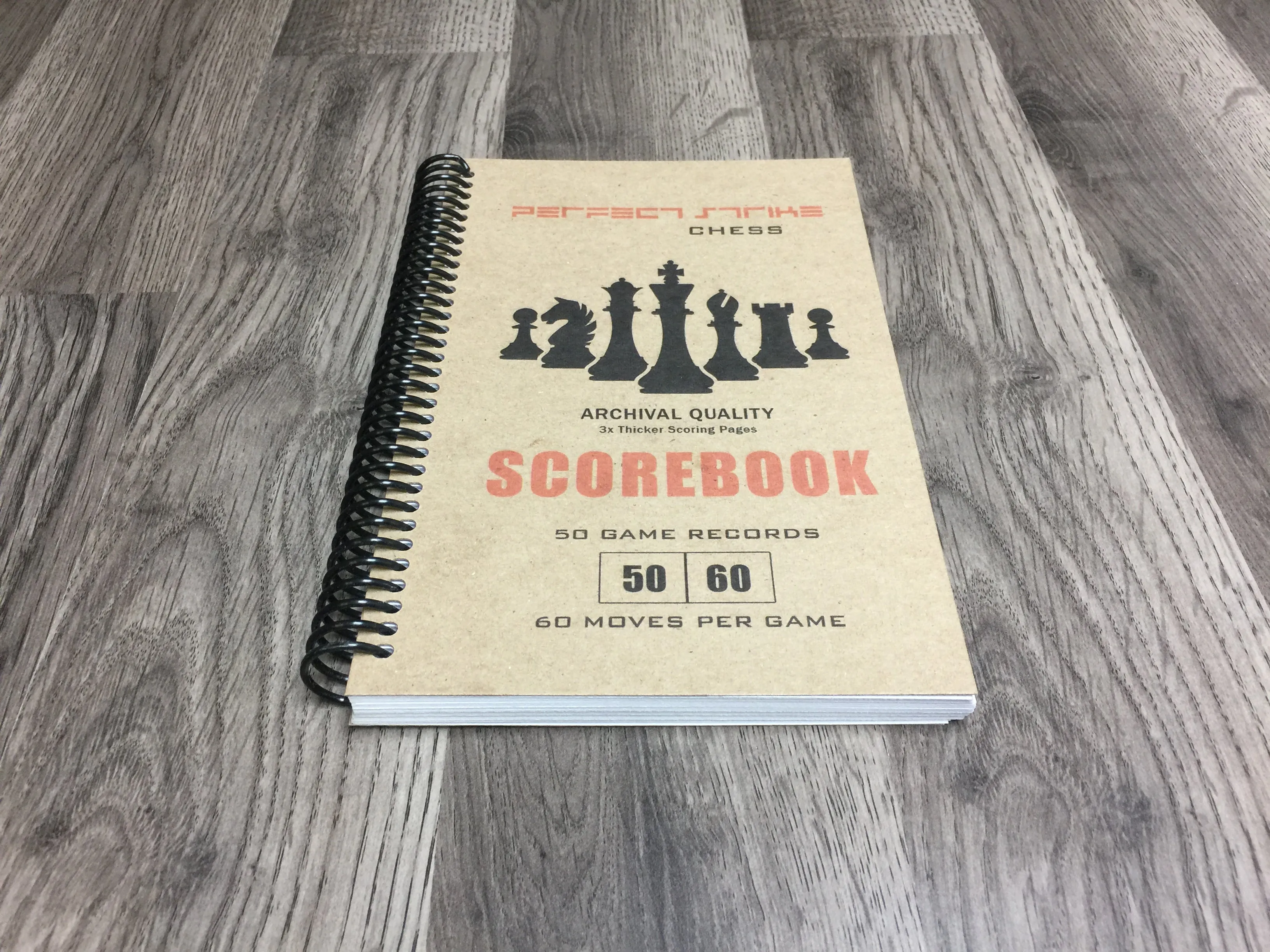 Perfect Strike Chess SCOREBOOK with Rules and Scoring Instructions. Heavy duty. Practice and Competition. (5.5" x 8.5") LS-50:60