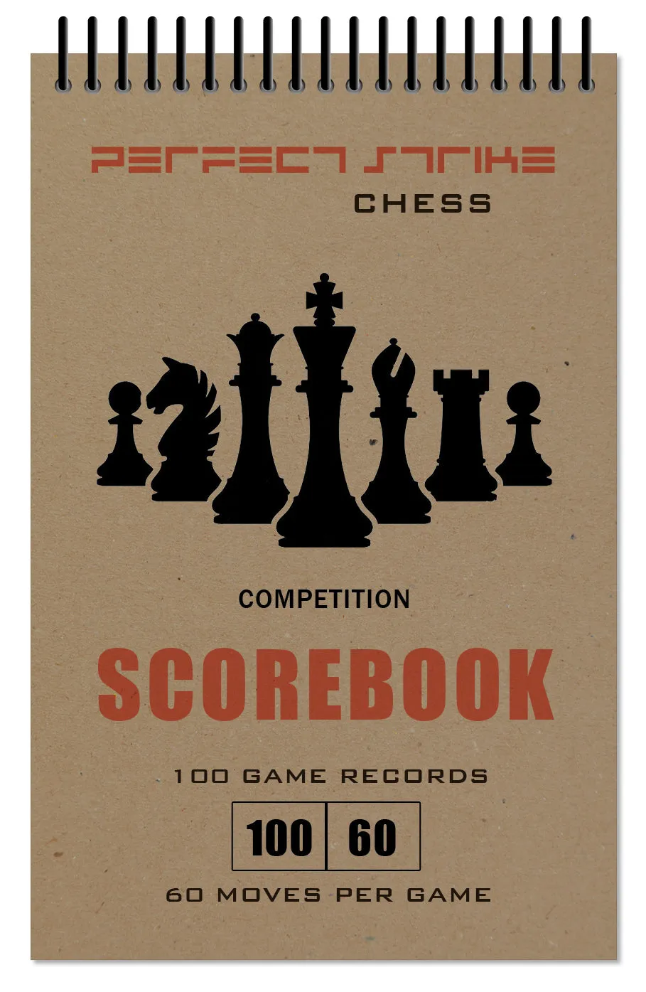 Perfect Strike Chess SCOREBOOK with Rules and Scoring Instructions. Heavy duty. Practice and Competition. (5.5" x 8.5") TS-100:60