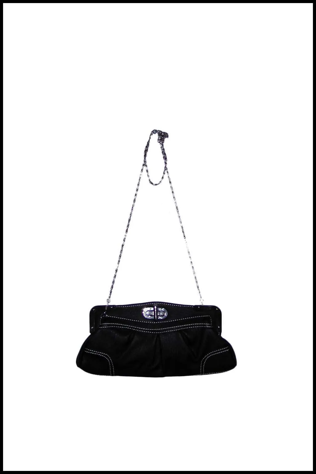 Petite Simple Elegant Clutch with Metal Trim and Clasp