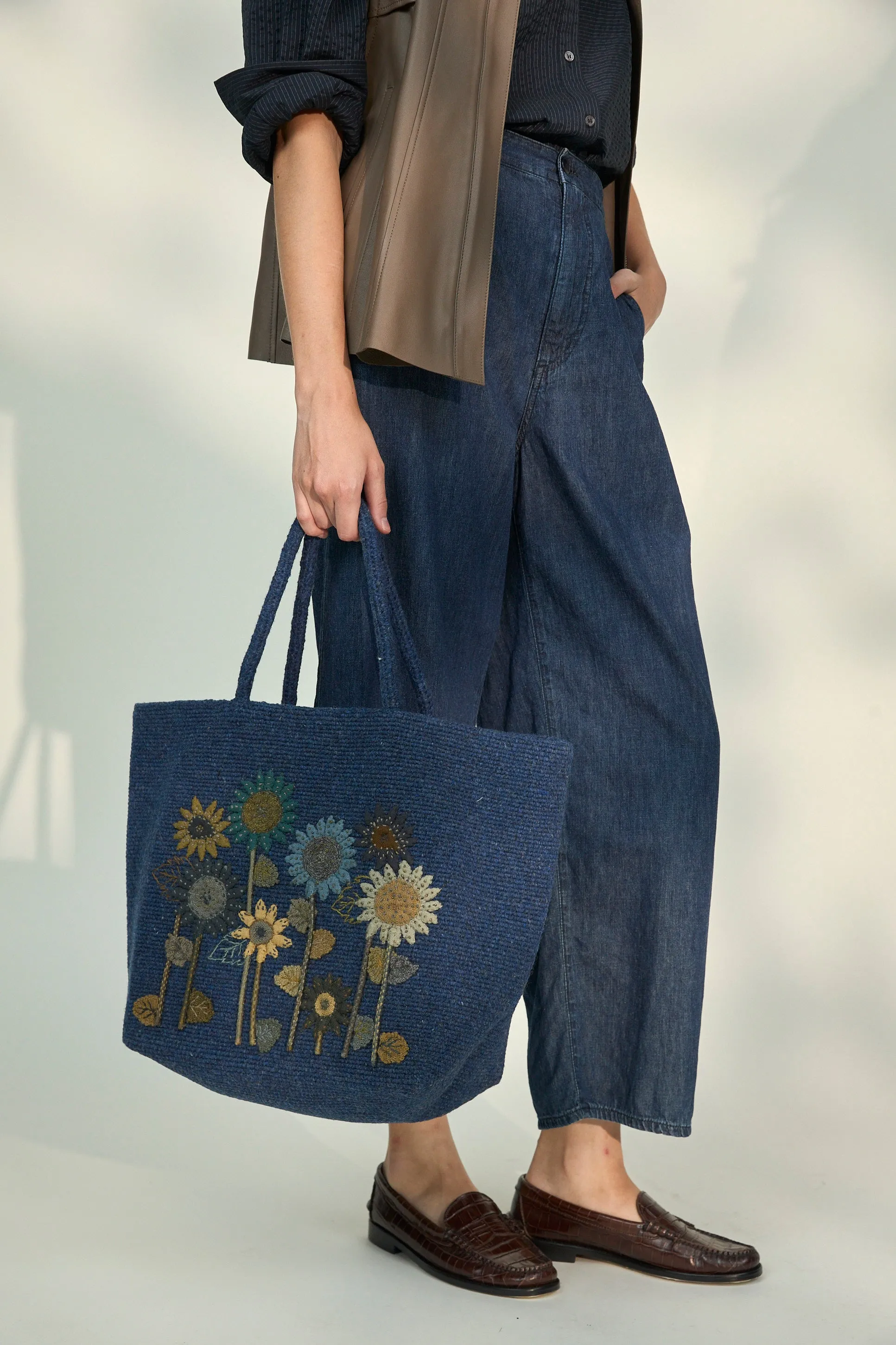 SOPHIE DIGARD Wool Sun Flower Garden Cluth Bags