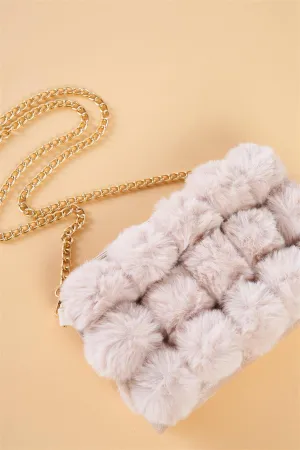 Super Soft Ivory Faux Fur Cushion Crossbody Bag /1 Bags