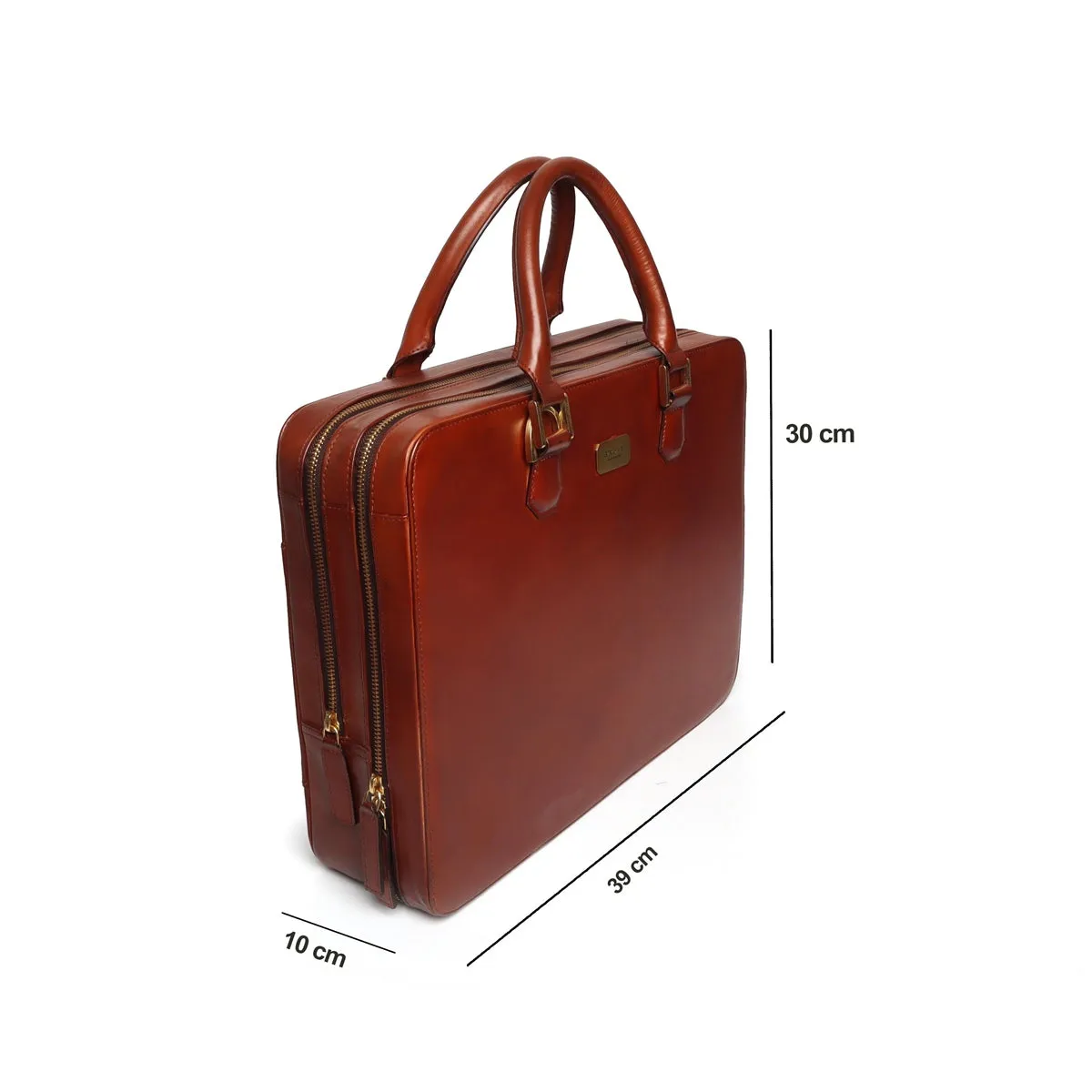 Tan Leather Laptop Briefcase