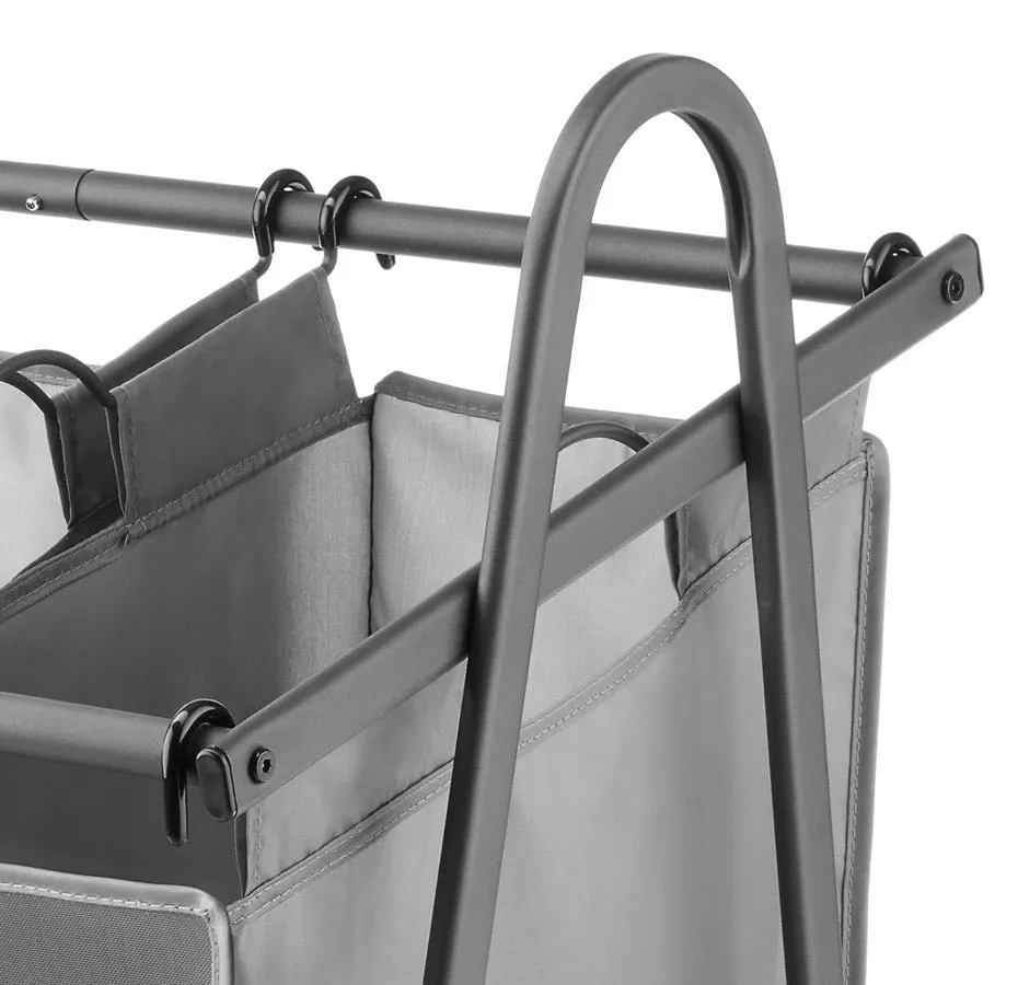 Three-Bag Rolling Laundry Sorter - Gunmetal