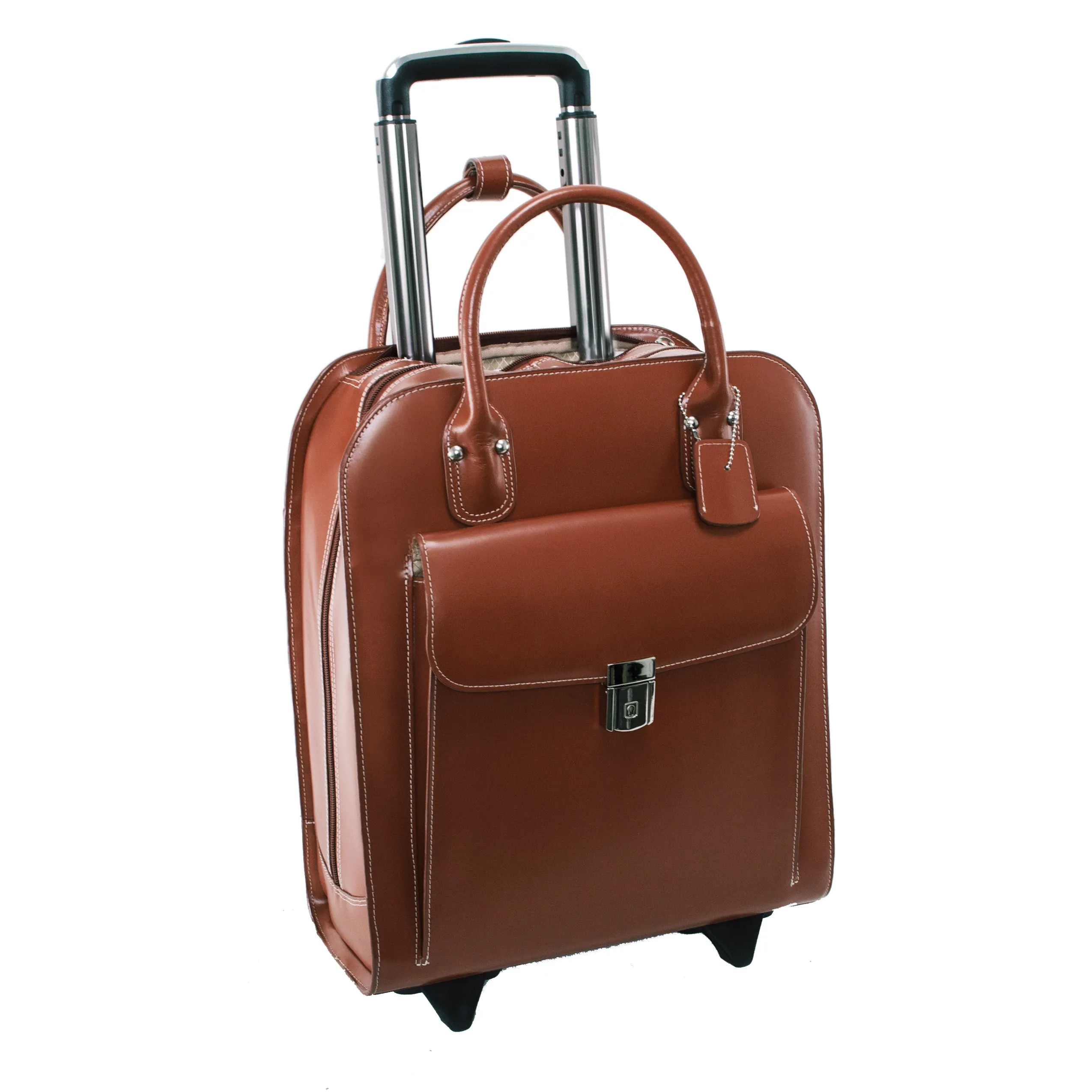 UPTOWN | 15” Leather Vertical Wheeled Laptop Briefcase